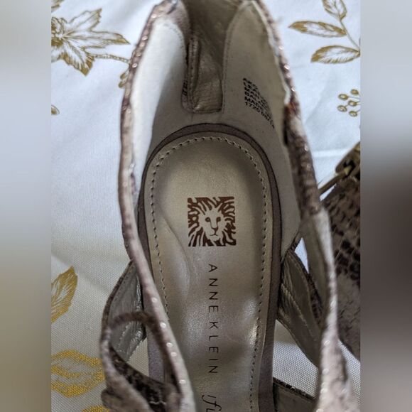 Anne Klein Womens Sz 7 Akornella SnakeSkin Leather Gladiator OpenToe LaceUp Heel - Picture 9 of 9